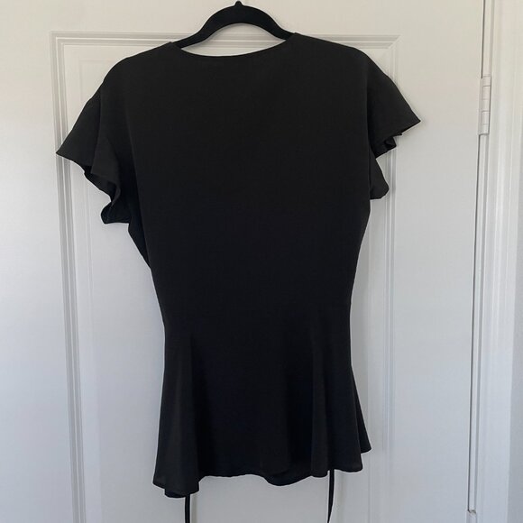 ModCloth Flutter & Flatter Wrap Top – Black Floral, Women’s Size M - Picture 3 of 8